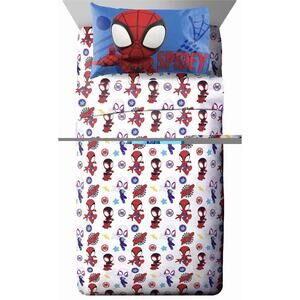 Kids Sheet Set with Fitted, Flat 3 Piece Toddler White - Spidey & Friends